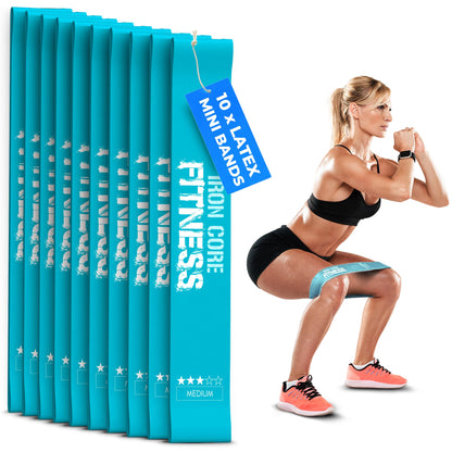 10-Pack Set Medium Resistance Booty Bands – Latex Mini Loop Bands for Workout, Glutes, Legs & Physical Therapy – Small Exercise Band in Bulk for Women and Men – Ideal for Gyms, Studios, and Trainers