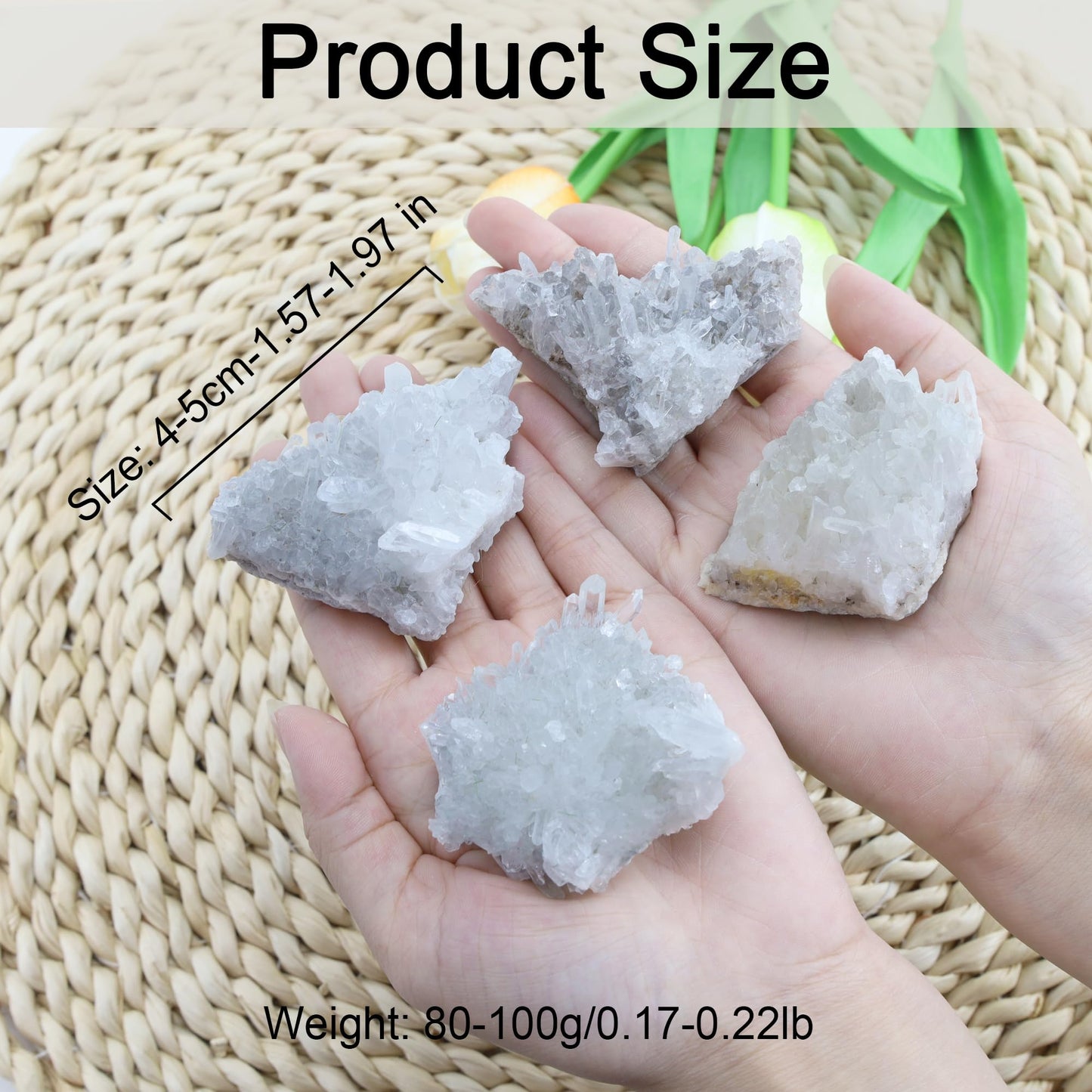ZHIYUXI Quartz Crystals 2.8-3.5 oz Geodes Clear Quartz Crystal Cluster Healing Crystals Cuarzos Natural Crystals for Beginners White Raw Stone Reiki 1pc