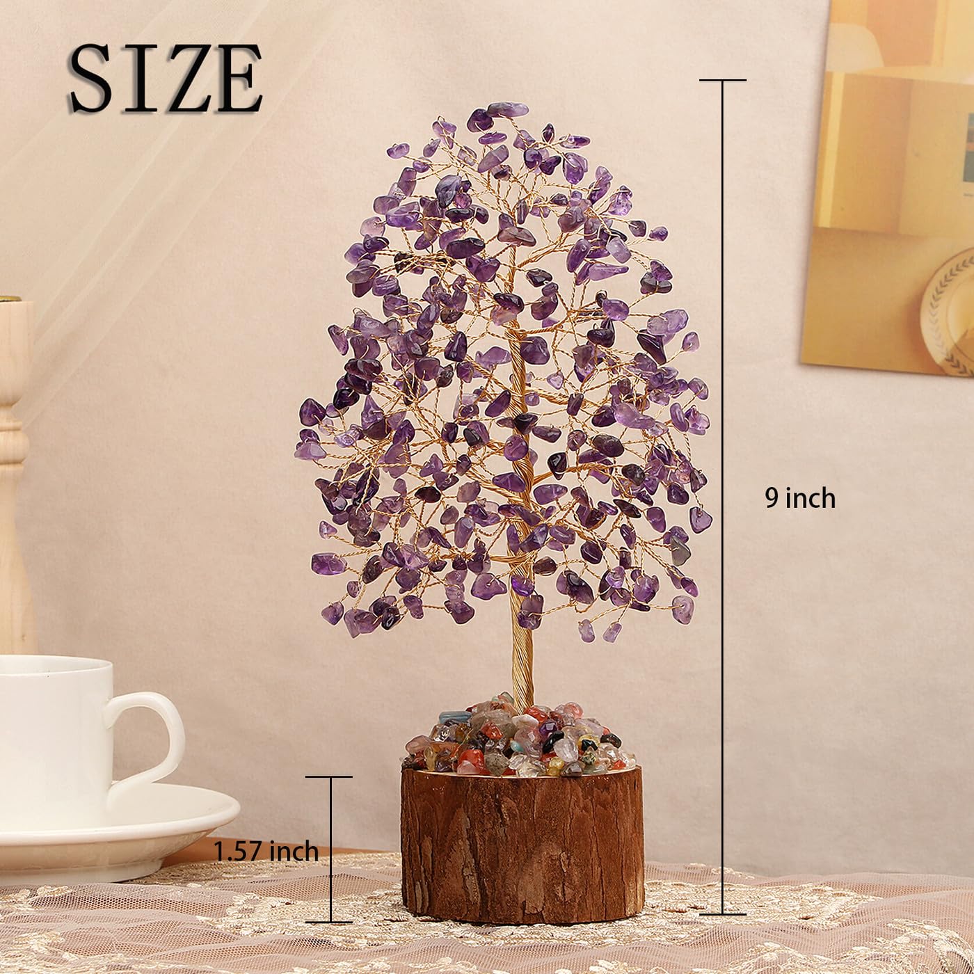 DUQGUHO Amethyst Crystal Tree Purple Ornaments Positive Energy Tree of Life Spiritual Gifts for Women House Warming Gifts New Home Wedding Gifts Crystal Ornament Home Decor