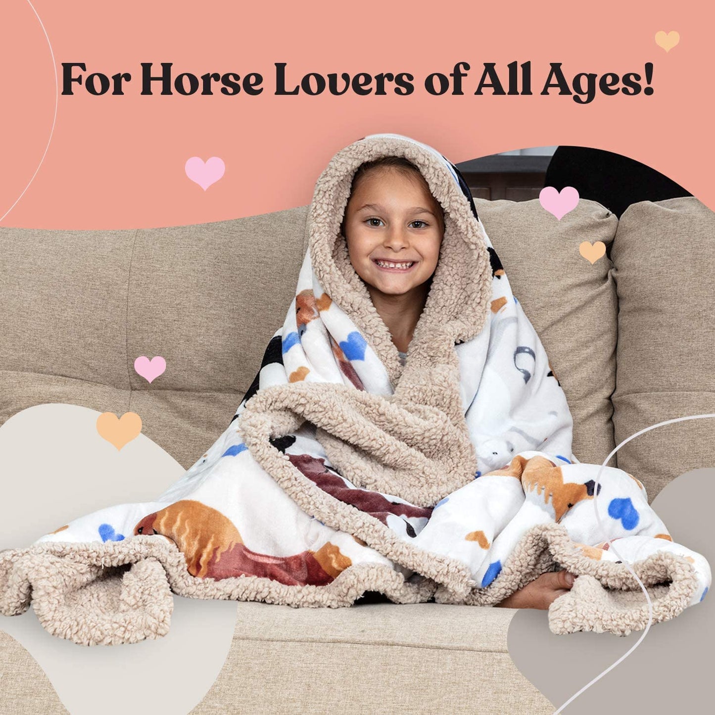 Horse Blanket for Girls - Perfect Horse Gifts for Girls - Soft & Cozy Lightweight 50x60 inch Throw Blanket, Loved by Kids and Granddaughters - Equestrian Gifts for Women