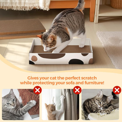 ComSaf Cat Scratching Board Mat, Reversible Cardboard Scratcher Bed 43 x 26 x 8 cm, 3 Pack Durable Scratch Pad for Indoor Cats, Grinding Claws, Playing, Sleeping