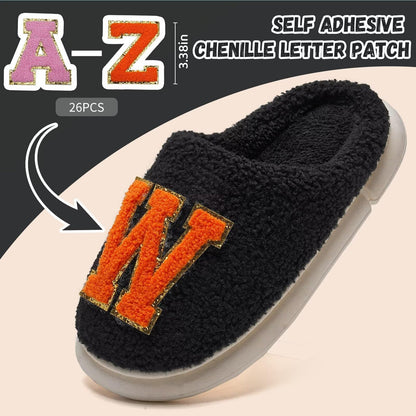 WateLves Women's Pillow Warm Memory Foam Slippers Comfortable Cute House Shoes Lightweight Fuzzy Christmas Slippers(DIY,Black-42/43)