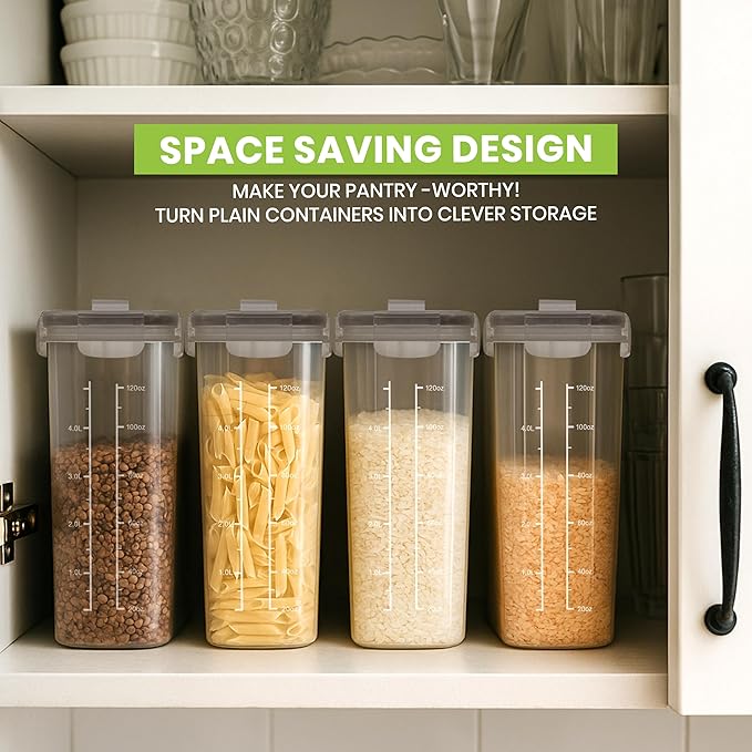 Utopia Kitchen Cereal Containers Storage Set – 3 Pack 4L Airtight Food Storage