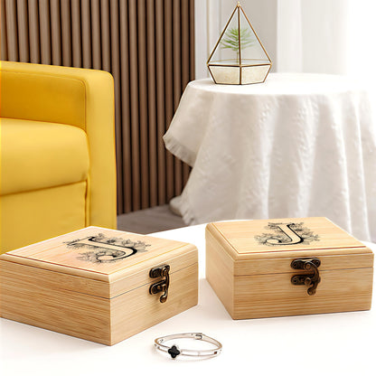 BJDAMAI Trinket Keepsake Decorative Memory Jewelry Storage Box, Personalized Cute Cool Novelty Mini Practical Trendy Tiny Artsy Western Country Gifts (Letter J)
