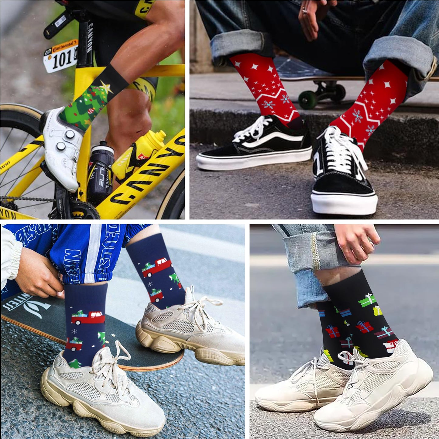 WeciBor Men's 5 Pack Novelty Christmas Crew Socks for Stocking Stuffers Adults