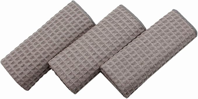 Waffle Weave Thick Microfiber Dish Drying Towels Absorbent Tea & Hand Towel