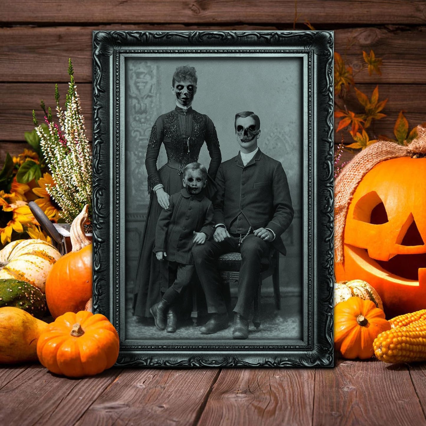 6 Pack Halloween Decoration 3D Changing Face Moving Gothic Horror Picture Frames Portrait, Waterproof, Full adhesive backing, Spooky Halloween Wall Decor For Haunted Mansion Castle Masquerade Party