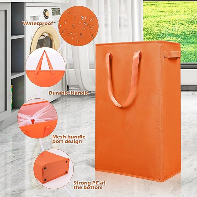 Odonata Slim Laundry Hamper Handles Collapsible Laundry Basket Thin Dirty