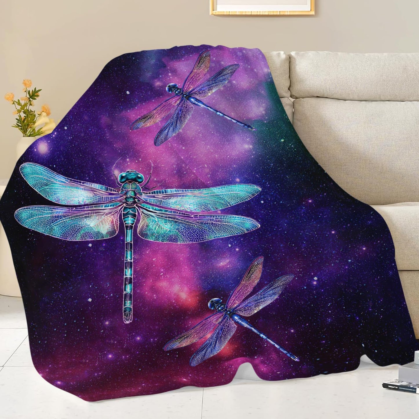 Baegopa Dragonfly Blanket Gifts for Girls Boys Dragonfly Lovers Throw Blankets Cozy Plush Fleece Flannel Fuzzy for Women Men Decor 50"X40"