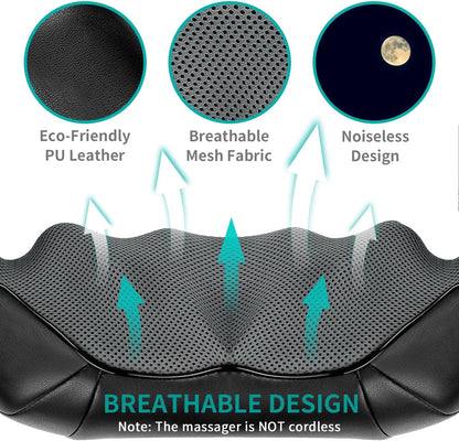 Nekteck Neck Massager for Pain Relief Deep Tissue, FSA Eligible Shiatsu Back Massager with Heating 3D Kneading Massage Pillow for Shoulder Leg Muscle, Office Home Car Use, HSA Eligible, Plug-in Use