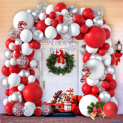 Christmas Balloon Arch Kit Christma Red And White Balloon Garland Kit With Gift Box Balloons Merry christmas Foil Balloons For Christmas Party Decorations Xmas Holiday New Year Party Supplies