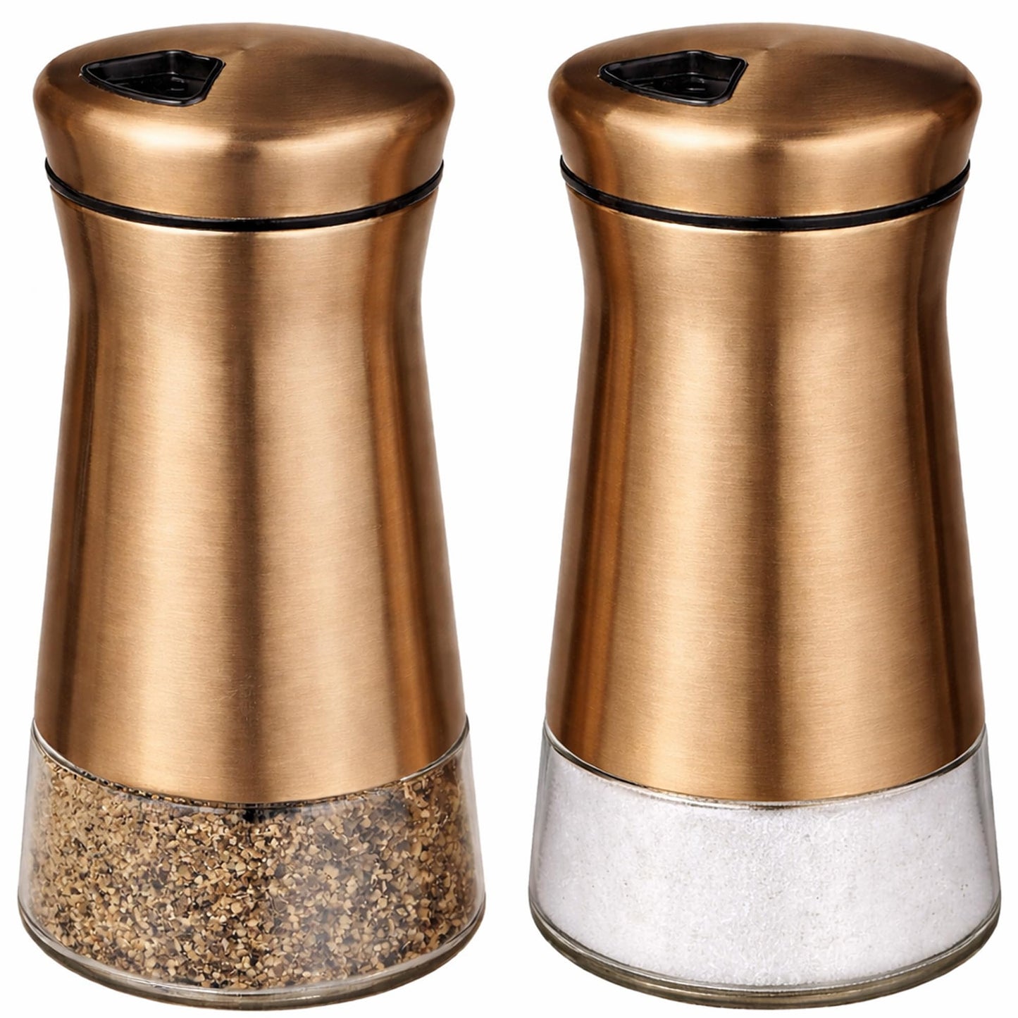 Salt and Pepper Shakers Set with Adjustable Pour Holes by CHEFVANTAGE - Bronze