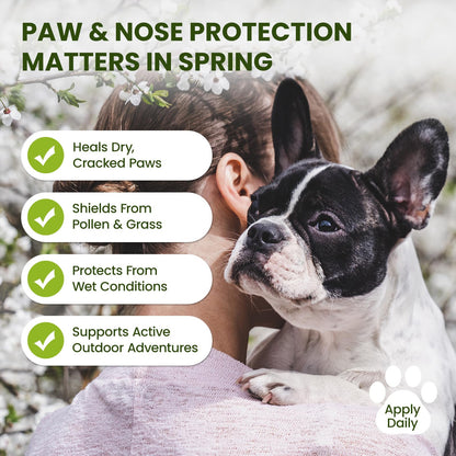 PawSono Lick-Safe Dog Paw & Nose Balm with Coconut Oil | All-Natural Moisturizer & Soother for Dry, Cracked Pads & Snout | Heat & Cold Pavement Protection Wax, Nose Butter for Bulldogs (2.1 oz / 60 g)