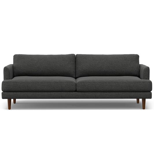 SIMPLIHOME Livingston 90-inch Wide Sofa in Charcoal Grey Woven-Blend Fabric, Handcrafted Mid-Century Modern Oversized 3-Seater Couch Sofa for Living Room or Family Room, Solid Wood Frame