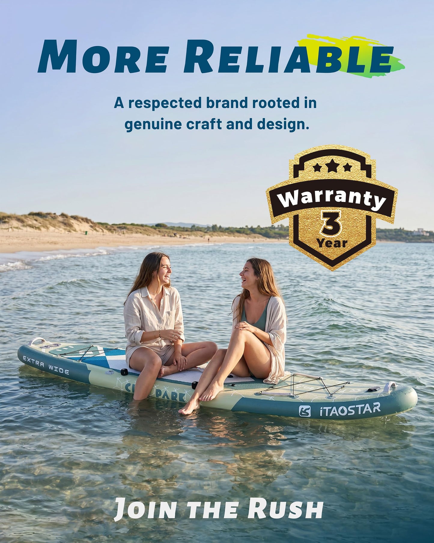 iTAOSTAR C03FP 35" Wide Paddle Board, More Fun Inflatable Paddle Board with 5 Fins，12 Foot Stand Up Paddle Board with Premium SUP Accessories for Familly of All Skill Levels