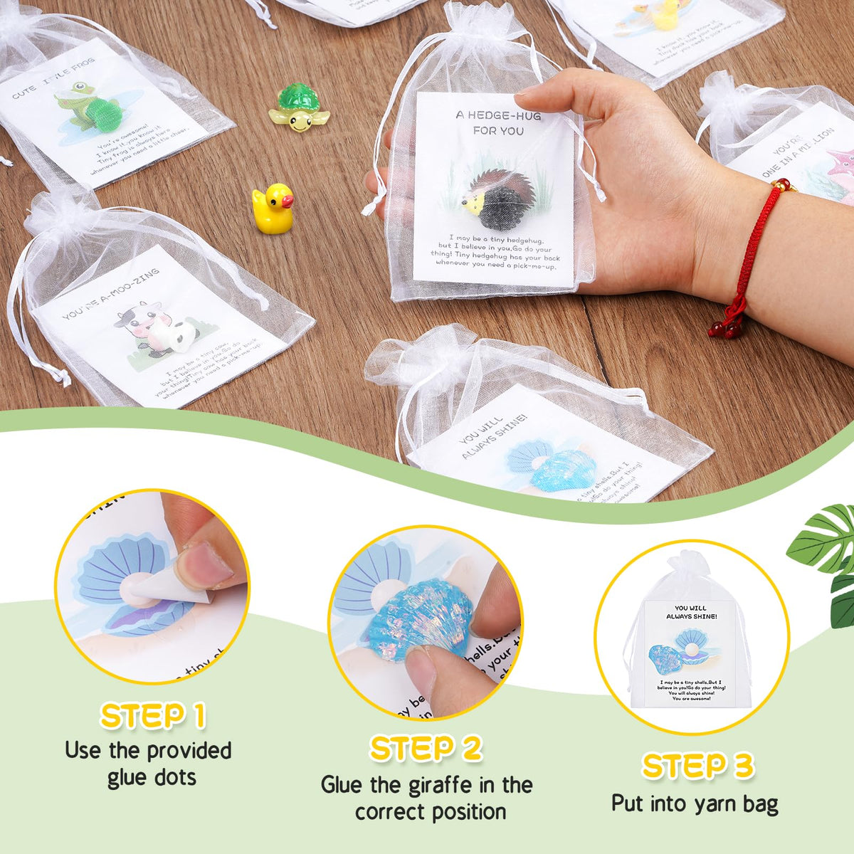 FACULX 100 Set Employee Appreciation Gifts Bulk for Coworkers Staff Thank You Gifts - Funny Resin Animal Favors Ducks Owls Turtles Stars Giraffe with Inspirational Note Cards Office Pocket Pun Favors