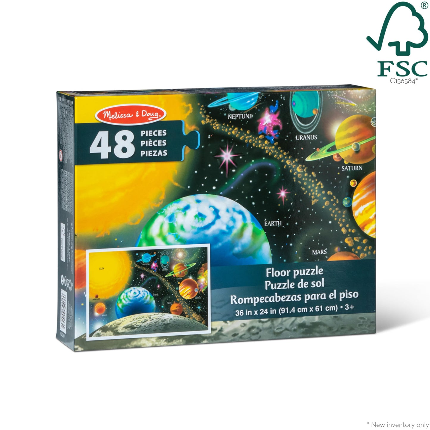 Melissa & Doug Solar System Floor Puzzle, 48 pc Jumbo Jigsaw Puzzle, Educational Screen Free Activity for Toddler, Preschoolers and Kids Ages 3+ (2 x 3 Feet) - FSC Certified