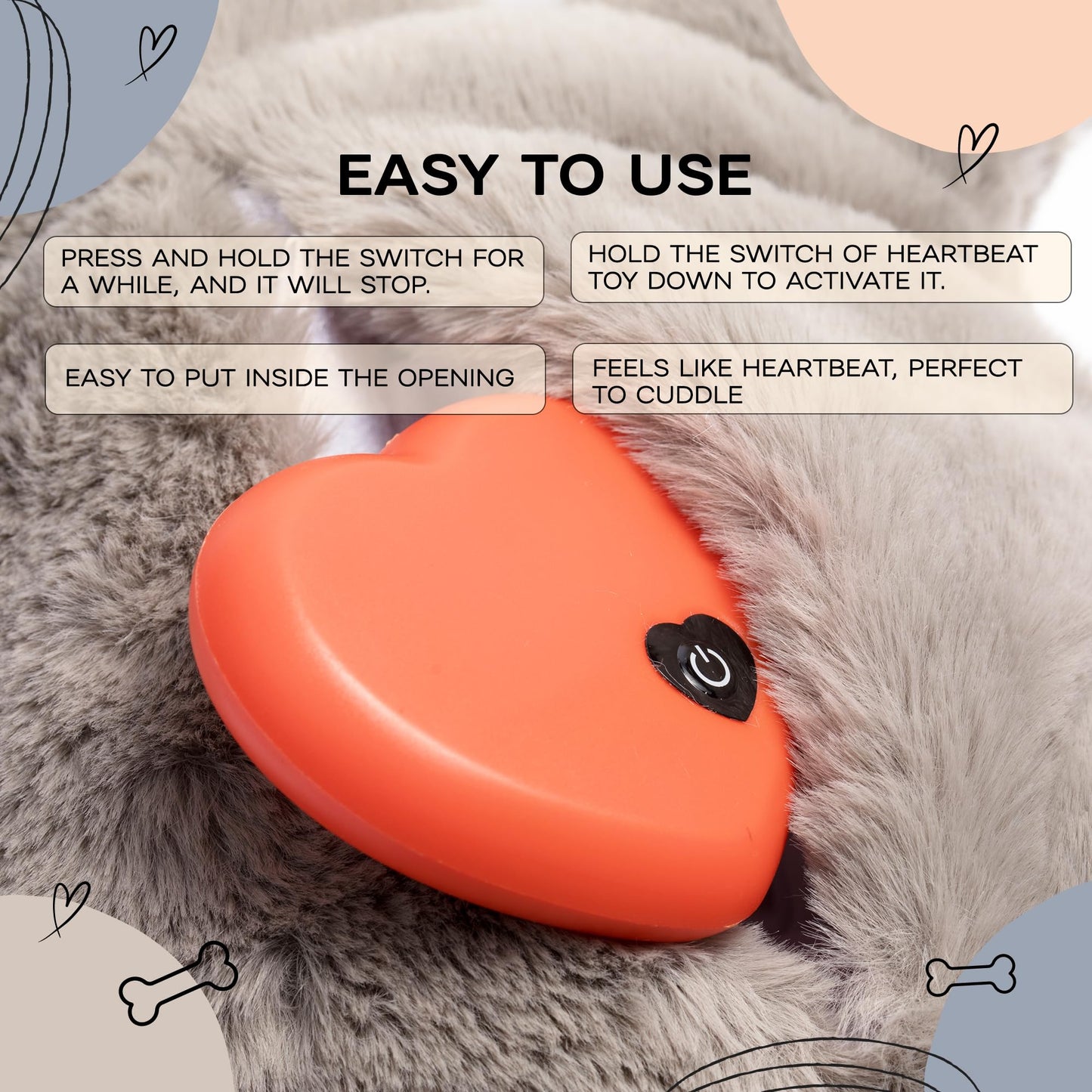 LUNA + RUFUS Upgraded Heartbeat Puppy for Dogs with Blanket, Heat Packs and Chew Toy - Pet Anxiety Relief and Calming Sleep Aid - Perfect Dog Stuffed Animal for Behavioral Crate Training - Dog Toys
