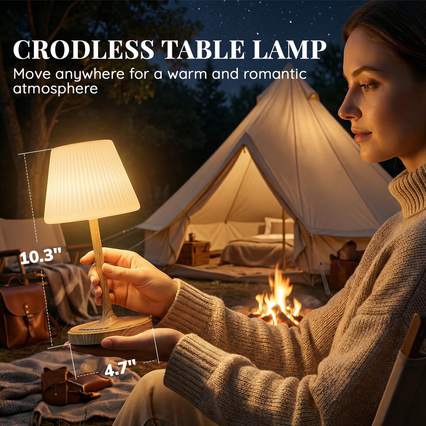 Shower Lamp Waterproof Bathroom Lamp for Inside Shower Bathtub, Rechargeable Cordless Table Lamp with 4000mah Battery, Touch Dimmable Light, Small Relaxing Spa Night Lamp for Bathroom, Kitchen, Desk