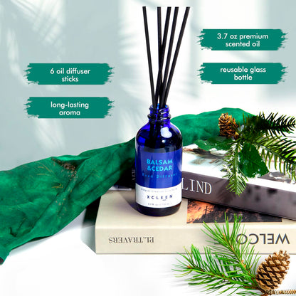 Reed Diffusers Set, 3.7 Oz Scent Diffuser, 6 Reed Diffuser Sticks, Home Fragrance Hyacinth, Peony & Citrus, Aromatherapy Oil Diffuser Reeds, More Masculine Scent, Bathroom & Office Decor 110ml