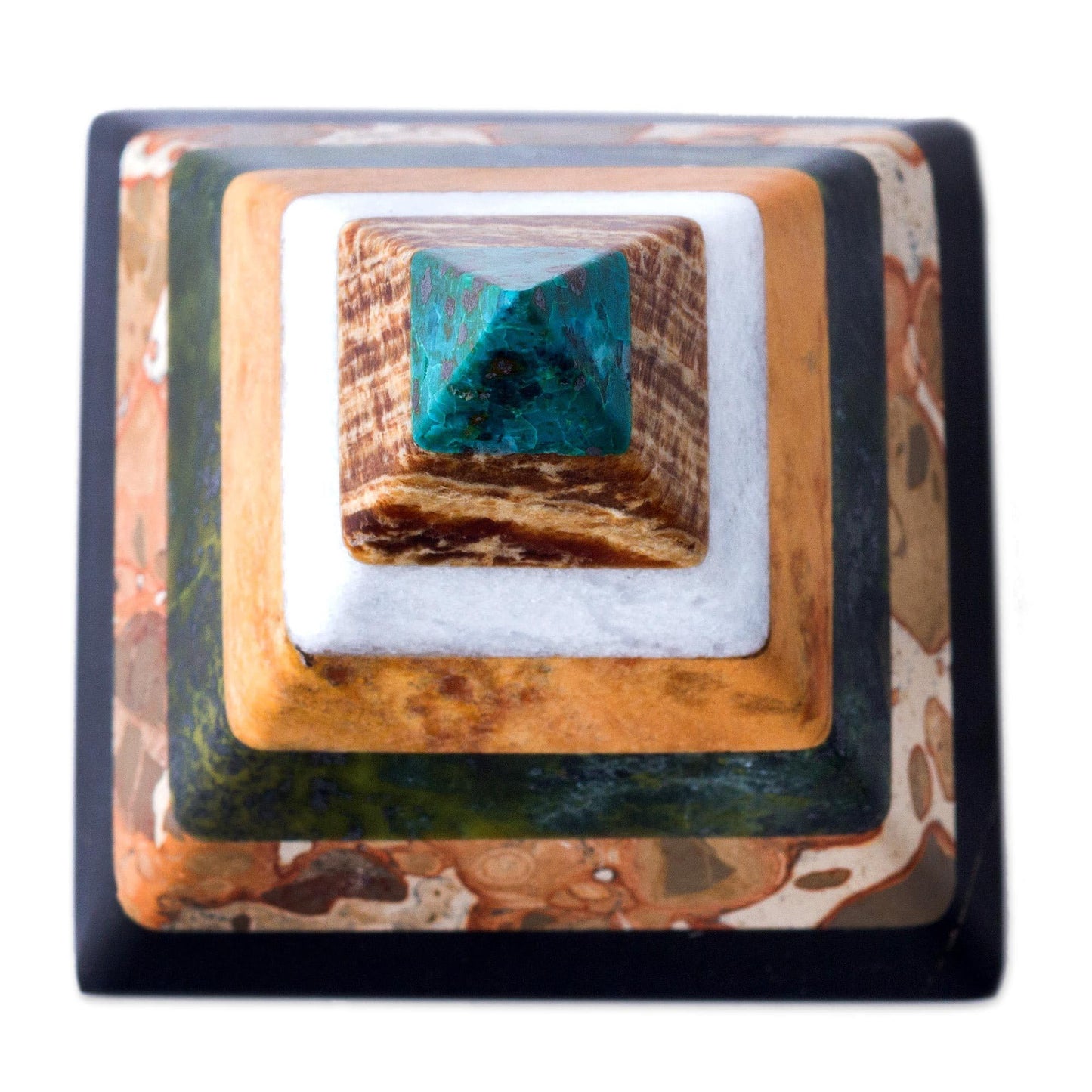 NOVICA Hand Crafted Multicolor Natural Gemstone Geometric Positive Energy Spiritual Healing Pyramid Sculpture, 3", 'Be Positive'
