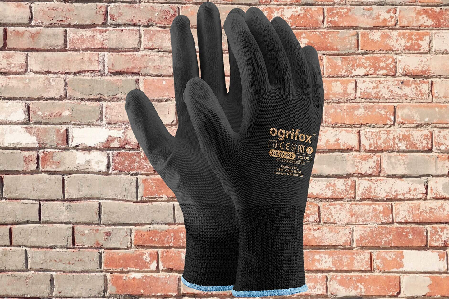 Ogrifox AJS LTD® 24 Pairs Black PU Coated Nylon Work Gloves for Gardening, Work, Car Repairs, Black