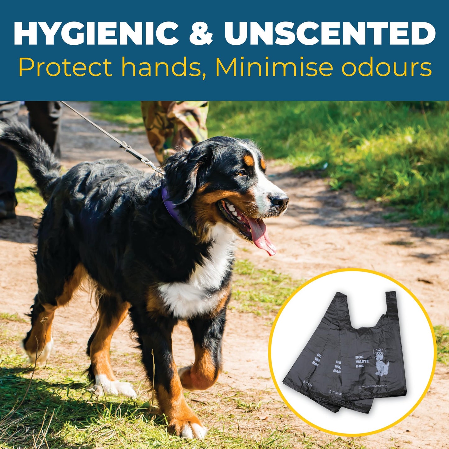 Pack of Dog Poo Bags - 500 x Dog Waste Bags - Black with Tie Handles