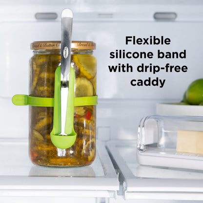 Chef’n FridgeFork Pro Squeeze n’ Hold Condiment Fork – 2-in-1 Fork and Tongs with Integrated Storage Caddy – Mess-Free Tool for Pickles, Olives, and More – Ideal for Charcuterie and Snacking