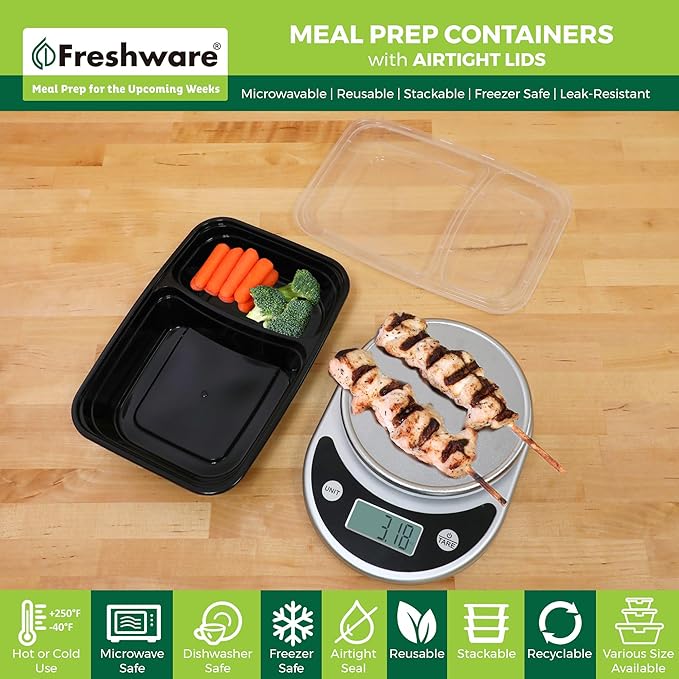 Freshware Meal Prep Containers 2 Compartment