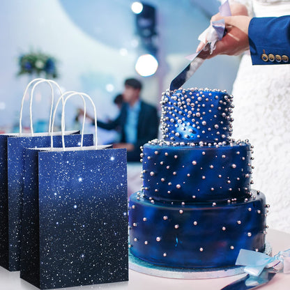 Marspark 16 Pieces Galaxy Party Bags Space Party Favor Bags Starry Night Gift Goodie Bag Galaxy Treat Candy Bag for Space Stars Themed Birthday Decorations Supplies
