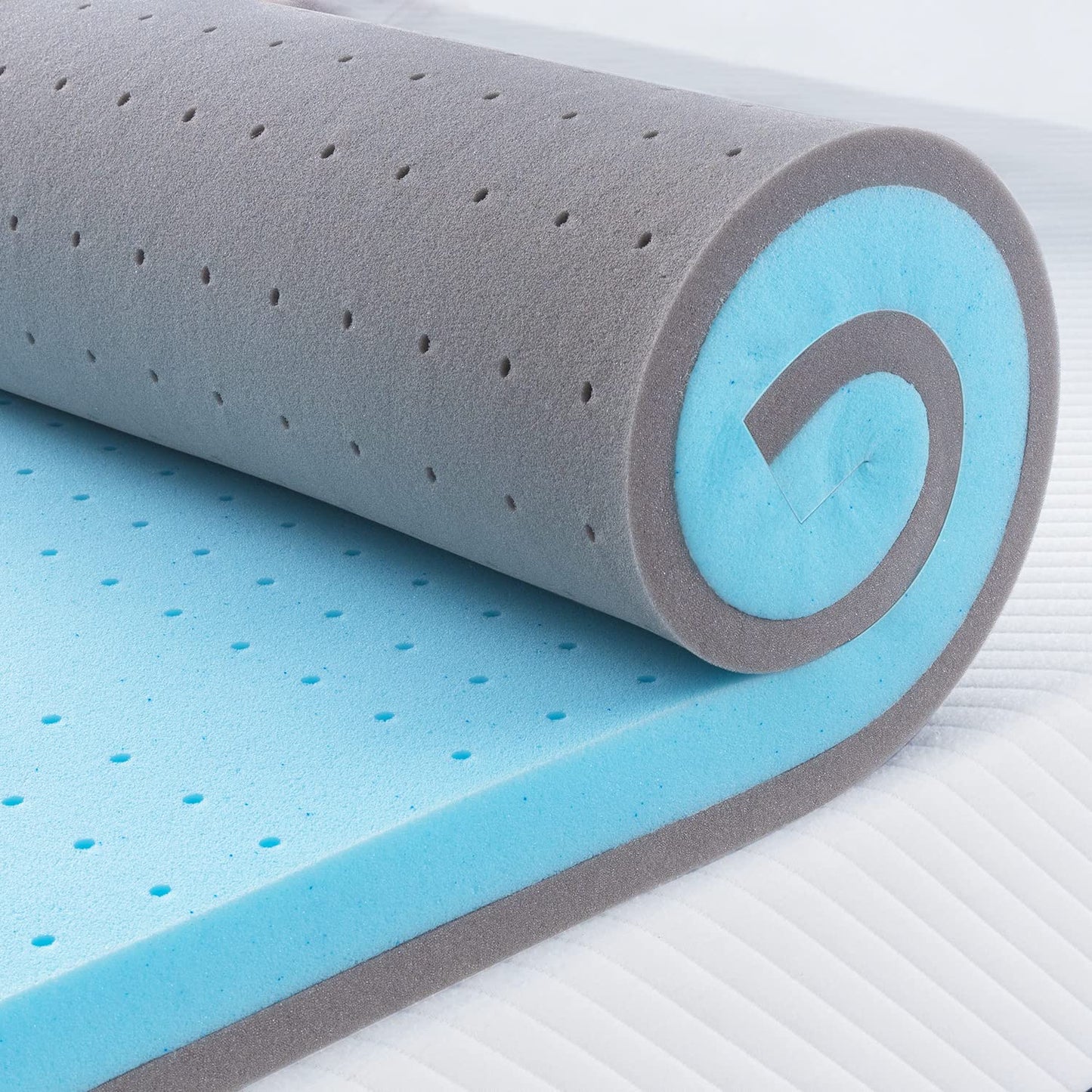 Maxzzz Full Mattress Topper,3 Inch Ventilated Design Memory Foam Queen Mattress Topper,Cooling Gel Infused Swirl Foam Pad for Pressure Relief Back Pain, CertiPUR-US Certified