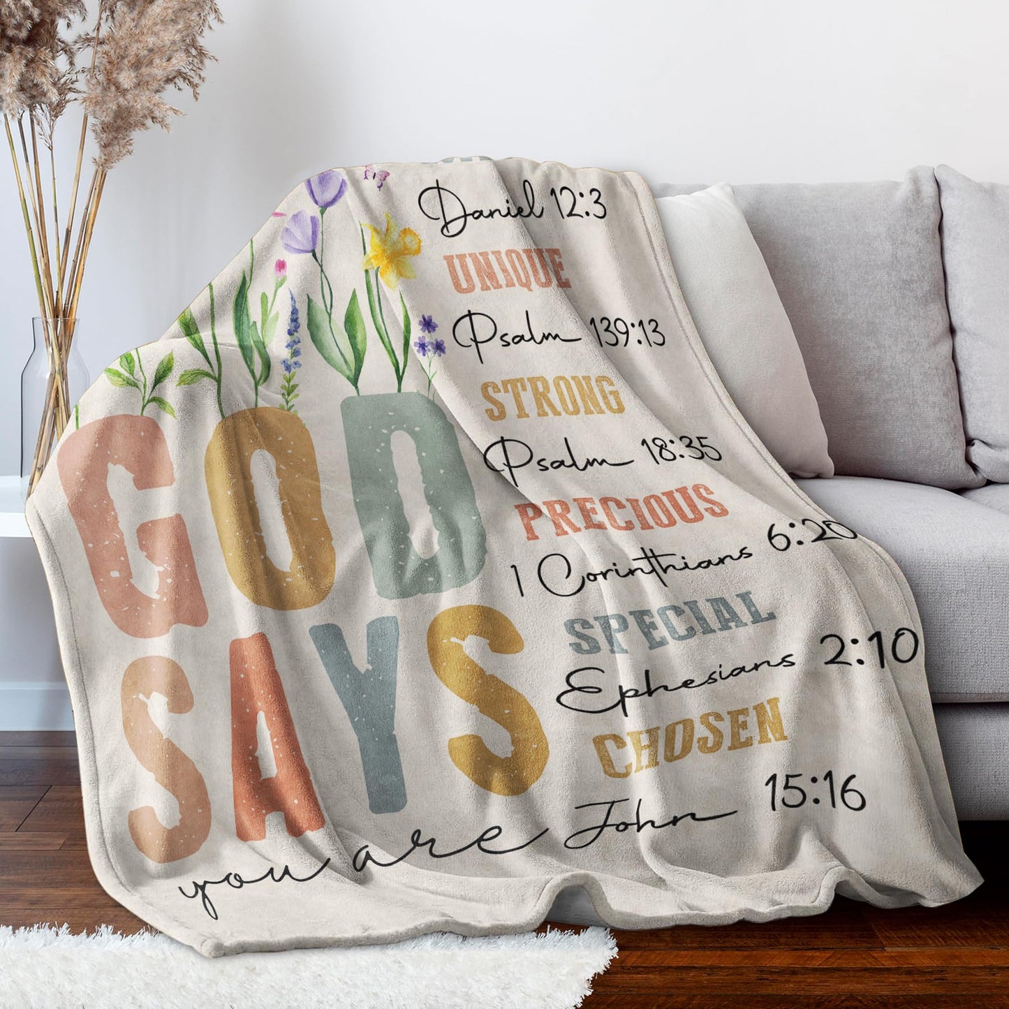SteadStyle Christian Gifts for Women Birthday - Inspirational Floral Throw, Religious Birthday Gift for Women, Christian Blanket for Mom Sister Friend Girl, Baptism Confirmation Spiritual Gift for Her