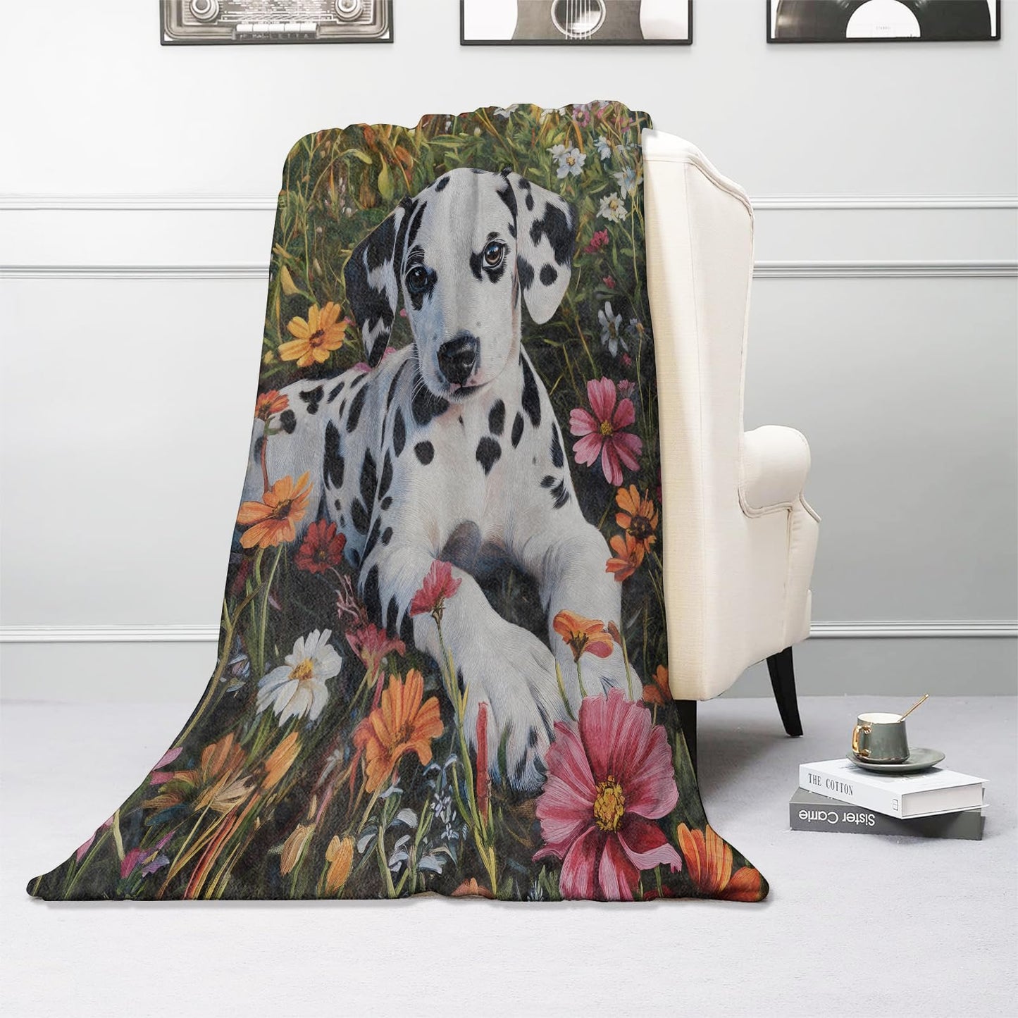 Kibue Cute Dalmatian Dog Blanket - Lightweight, Soft & Cozy Flannel Plush Throw Blanket for Travel, Sofa, Bedroom, Office - Warm Decor for Adults Kids Women 60"×50"