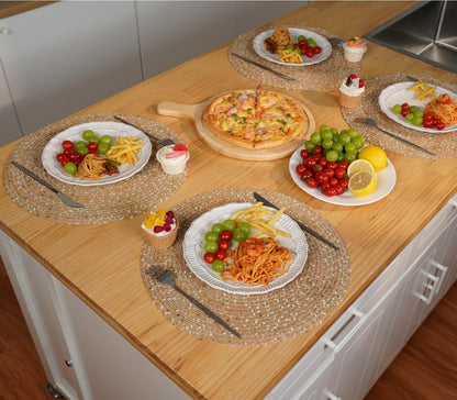 Zupro Round Placemats Set of 6,15inch Braided Cotton Table Mats Heat Resistant Nonslip Washable,for Kitchen Dining Tables Four Seasons Dinner Parties Thanksgiving Christmas and Everyday Use.Khaki