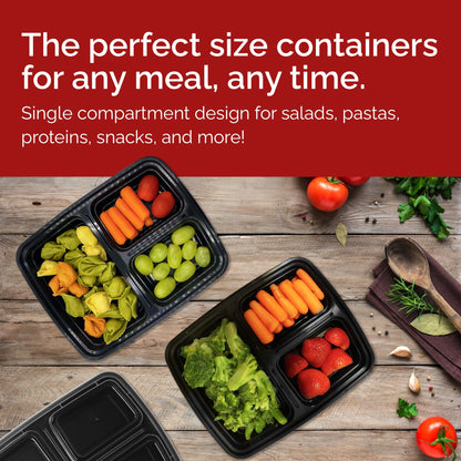 Reli. Meal Prep Containers 32 oz (20 Pack) 3 Compartment Meal Prep Containers Reusable, Microwave Safe | Plastic Togo Box for Food | Mealprep Box for Takeout, To Go, Leftover, Food
