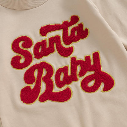 FYBITBO Infant Baby Boy Girl Clothing Santa Long Sleeve Jumpsuit Romper Onesie Cute Newborn Christmas Outfit Winter Clothes (Khaki-My first christmas baby outfit, 6-12 Months)
