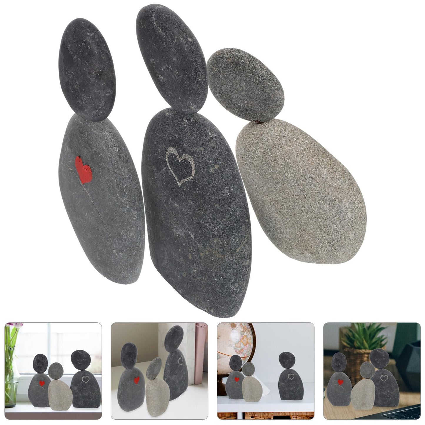 SHINYPASING Abstract Mineral Figurines Set of 3, Minimalist Household Shelf Decor Collectible Sculpture for Home Office Decoration