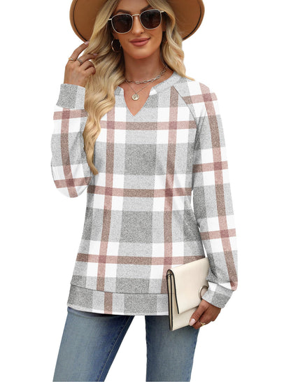 SAMPEEL Sweatshirts for Women V Neck Long Sleeve Shirts Lightweight Sweaters Fall Fashion Tops Outfits 2025