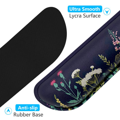 Dapesuom Enlarge Keyboard Wrist Rest, Memory Foam Wrist Cushion for Desk Mat Support, Cute Pain Relief Keyboard Mouse Pad Rests Set with Non-Slip Base for Gaming Laptop Office Computer, Elegant Flower
