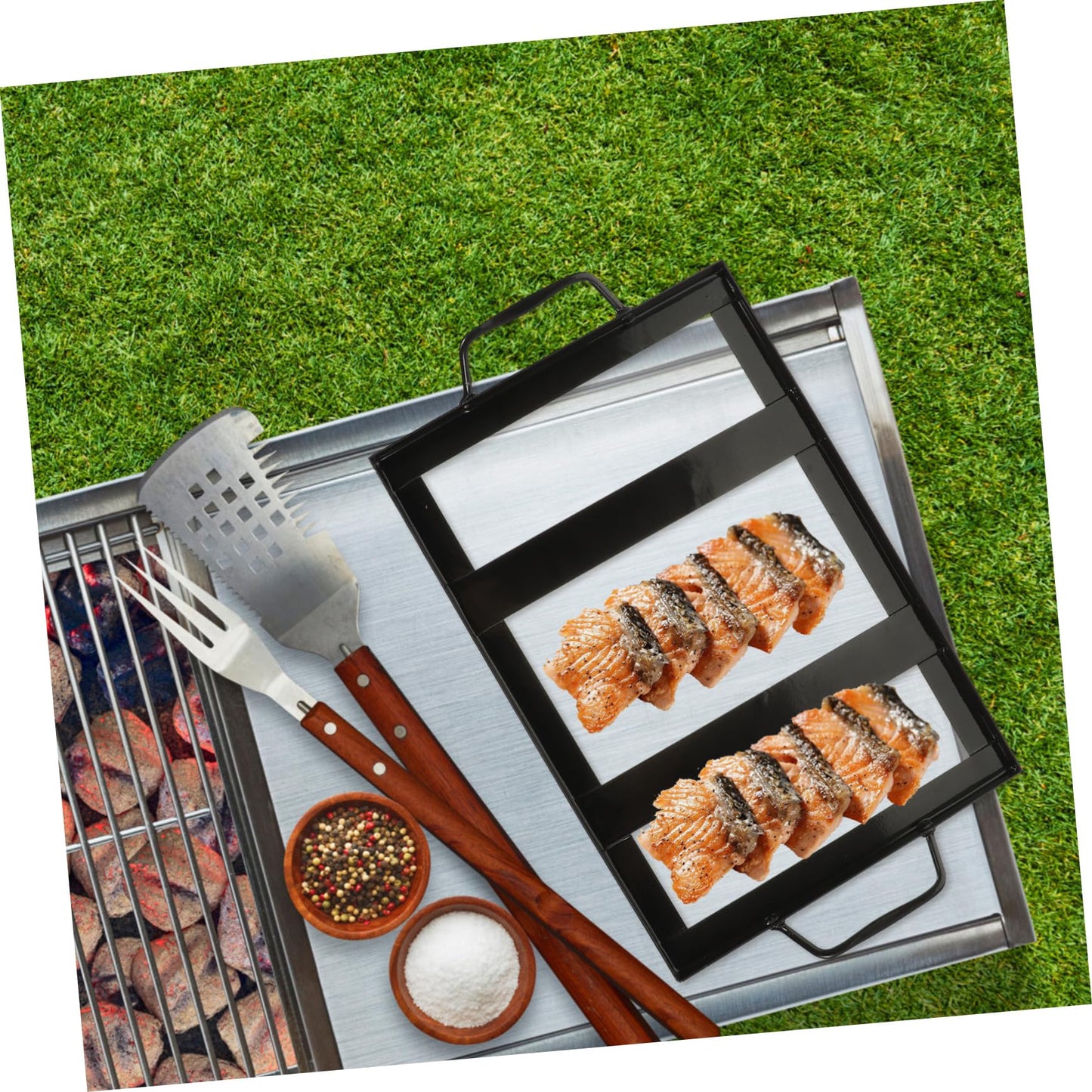 IWOWHERO Restaurant Salt Plate Stand Bbq Supply Stainless Salt Plate Rack Grilling Accessory Kitchen Tool