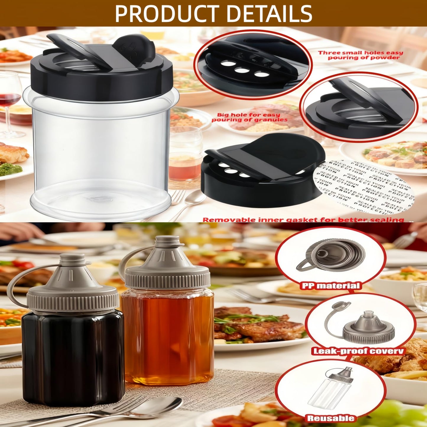 Portable Seasoning Bottle Set, Mini Plastic Spice Jar And Mini Plastic Jam Squeeze Bottle Set Suitable For Outdoor Barbecue, Camping, Kitchen Filling With Salt, Pepper, Jam And Various Seasonings