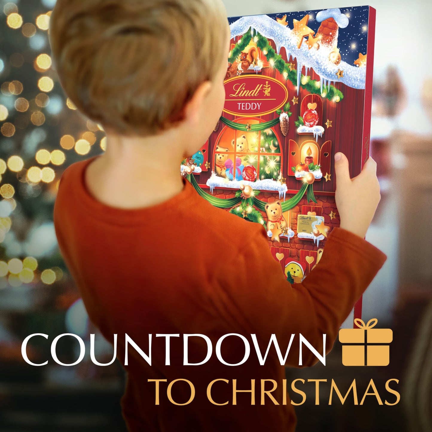 Lindt Holiday Teddy Bear Advent Calendar Assorted Chocolate Candy, 4.5 oz.