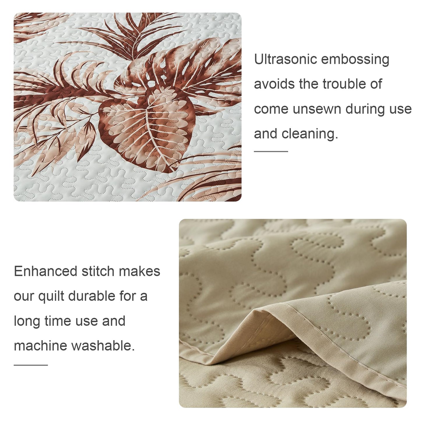 OARAGE Quilt Bedding Set, Beige King/Cal King Comforter Set, Bedding Comforter Sets, Soft Lightweight Bedspread, Ultrasonic Microfiber Bed Coverlet for All Season (1 Quilt,2 Sham)