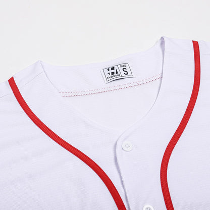 Pullonsy White Baseball Jersey for Men Women Dad 80s 90s 00s 10s Hip Hop Hipster T-Shirts Halloween Outwear Tops Red Stripe-White Jersey,Men Size Large