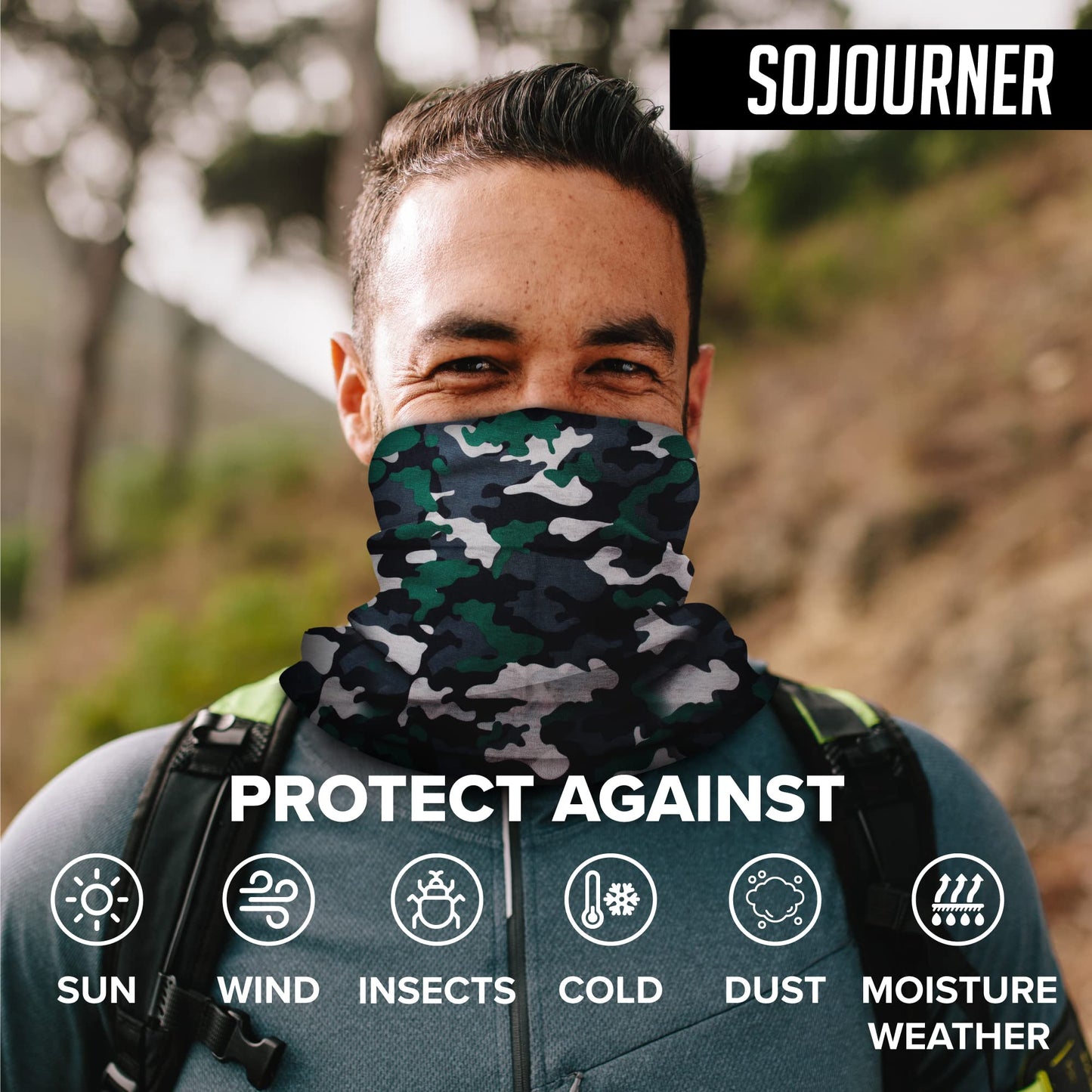 SoJourner Bags Neck Gaiter Face Mask Bandana (9 Pack) - Neck Gators Face Coverings for Men & Women I Rave Accessories for Halloween