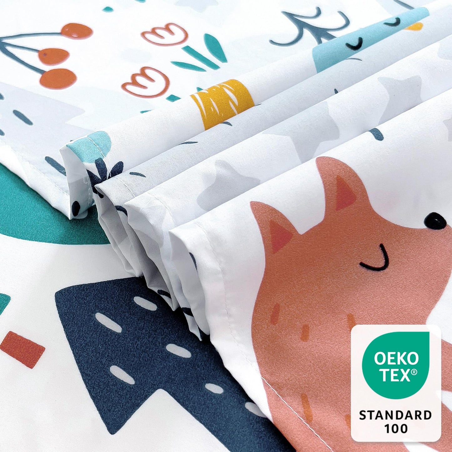 Homilay Full Sheet Set Kids - Cute Fox 4 Pieces Soft Microfiber Cartoon Style Bedsheets for Boys Girls Teens, Oeko TEX Breathable 15 Inch Deep Pocket Sheets(Forest)