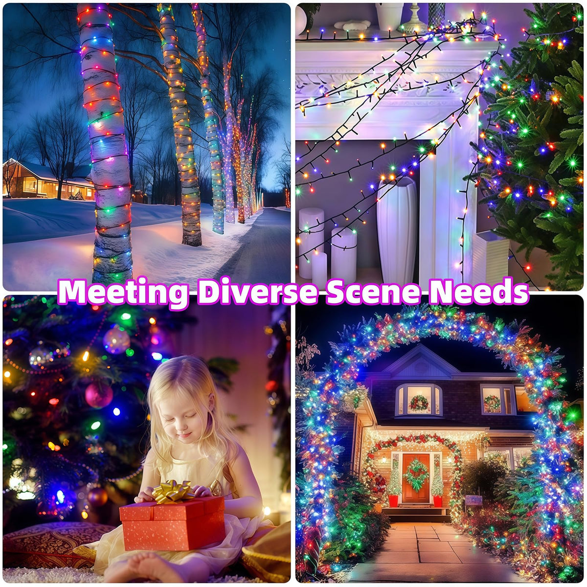 AHAWILL String Lights for Christmas Decor,LED RGB Classroom Lights, Waterproof Fairy Lights Indoor for Christmas Decor,Dimmable,8 Modes,Valentine's Day Home Decorations (166ft)