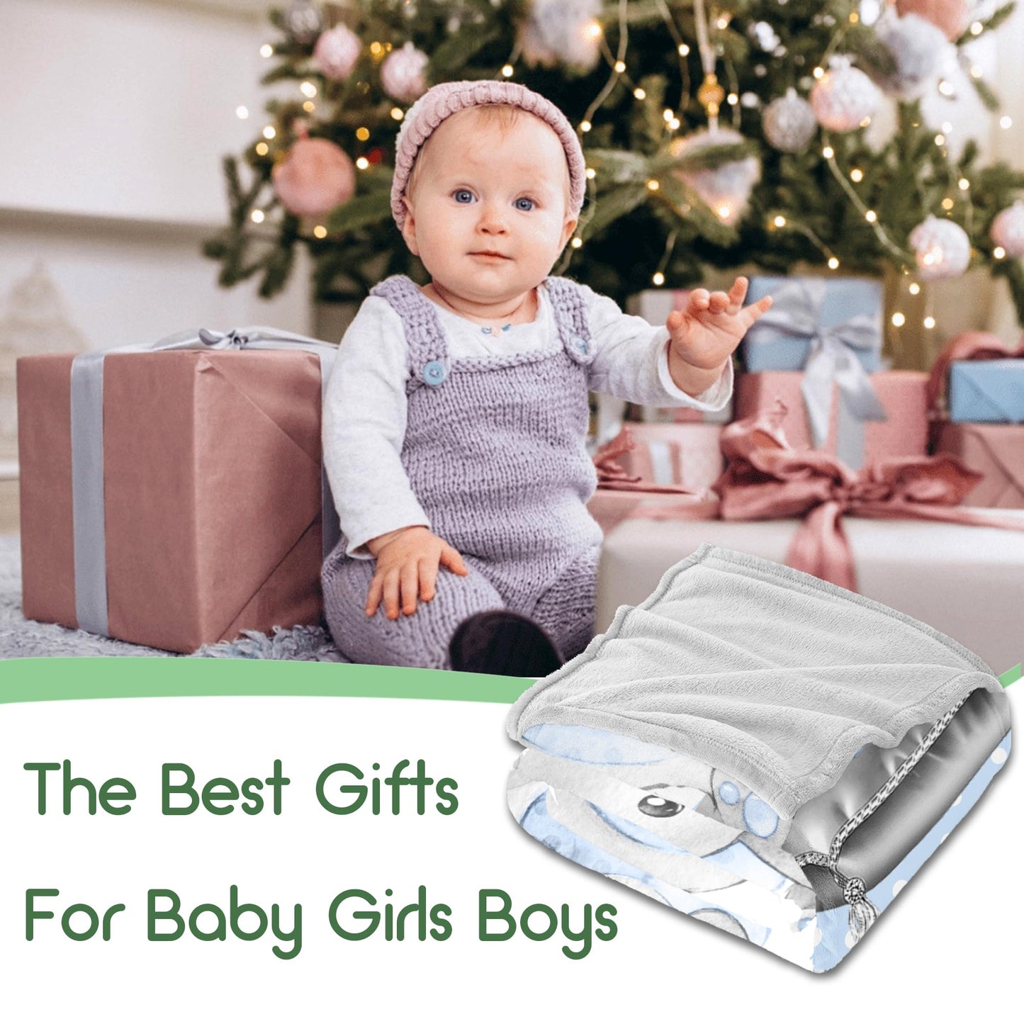 MAIWELL Personalized Baby Blankets for Boys Girls, Custom Elephant Kids Blanket with Name, Newborn Blanket, Receiving Blankets for Customized Baby Shower Christmas Birthday Gifts