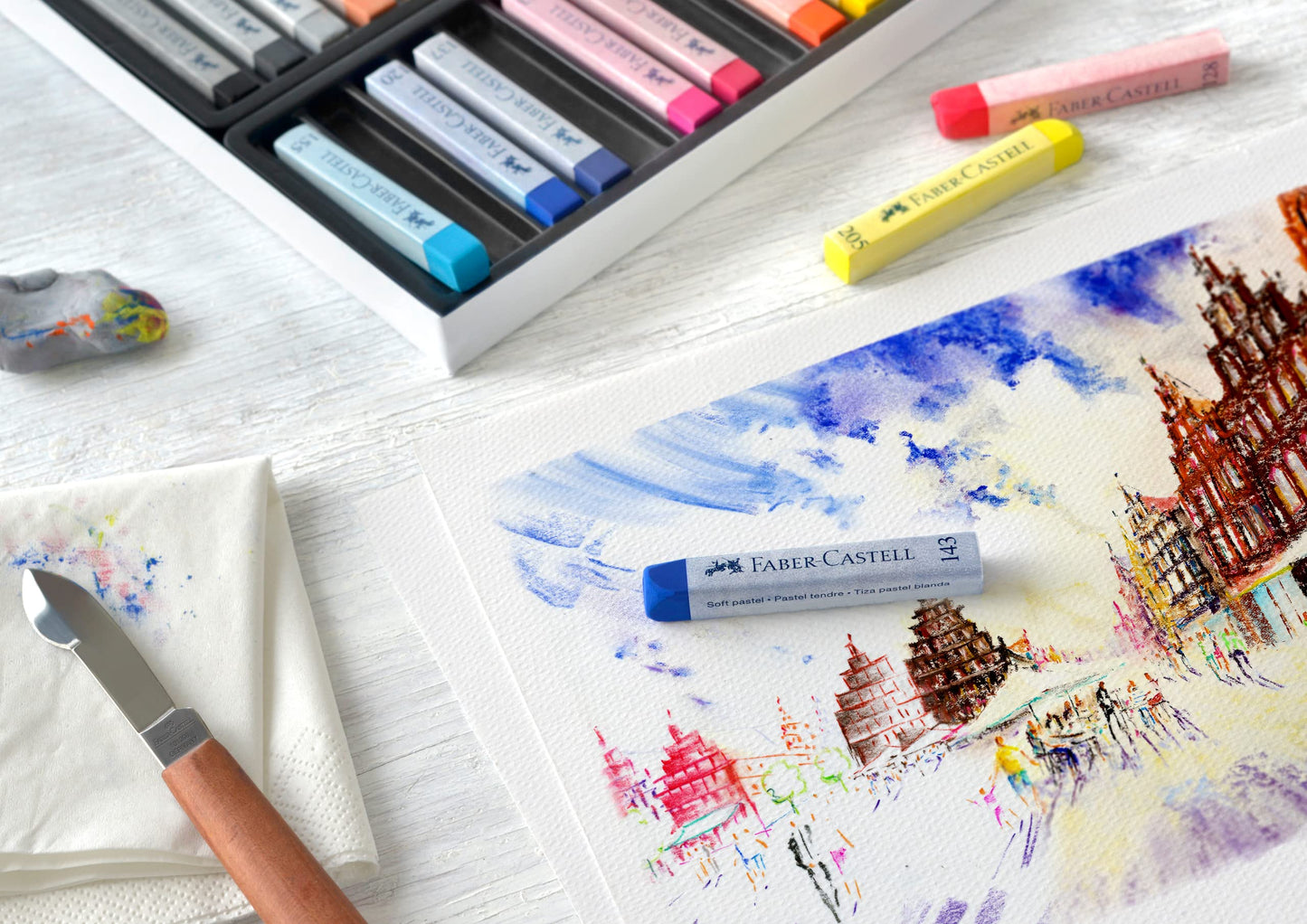 Faber-Castell Creative Studio Soft Pastels, Multicoloured, Cardboard Wallet Of 24, For Art, Craft, Drawing, Sketching, Home, School, University, Colouring