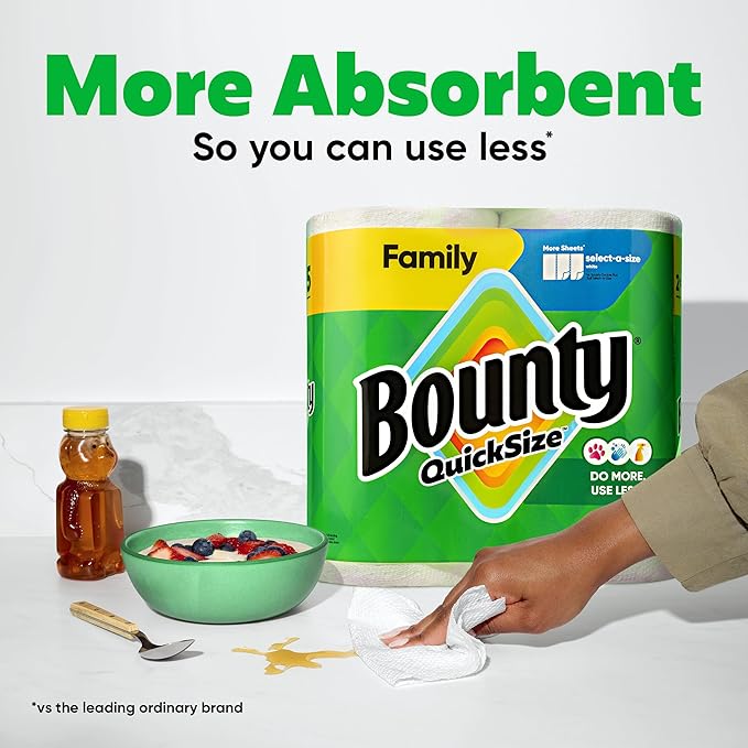 Bounty Quick Size Paper Towels, 8 Family Rolls
